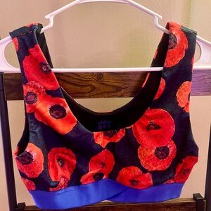 JoyLab Red and Blue Floral Sports Bra